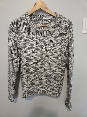 Wildflowers Marled Black and White Knit Oversized Sweater